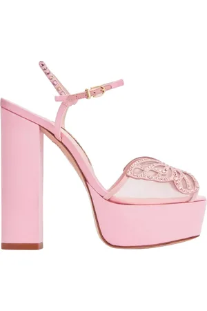 SOPHIA WEBSTER Schoenen, Dames, Roze, 40 EU, Leer, Roze Vlinder Plateau Sandalen
