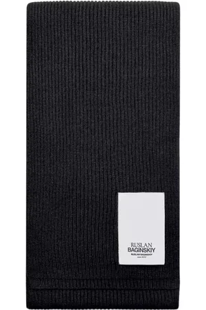 Ruslan Baginskiy Accessoires, Dames, Zwart, ONE Size, Wol, Zwart Logo Patch Sjaal