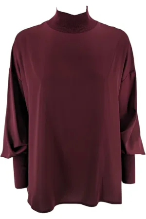 D.EXTERIOR Blouses & Shirts, Dames, Rood, S, Satijn, Bordeaux Satijnen Damesoverhemd