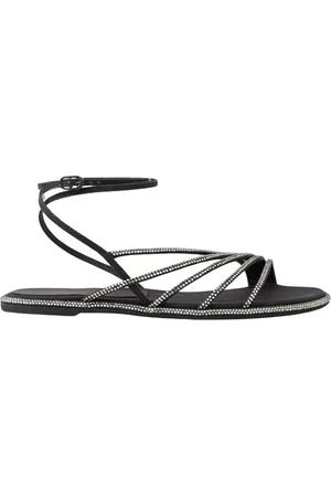LE SILLA Schoenen, Dames, Zwart, 39 EU, Leer, Zwarte Kristal Sandalen Scarlet
