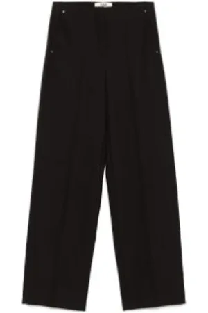 Fendi Broeken, Dames, Zwart, 2Xs, Wol, Aubergine wollen broek