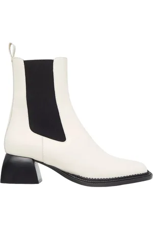 NODALETO Schoenen, Dames, Wit, 37 1/2 EU, Leer, Witte enkellaarsjes met vierkante neuzen