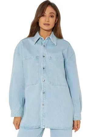 Nanushka Blouses & Shirts, Dames, Blauw, S, Katoen, Lichtblauwe Franse Kraag Shirt