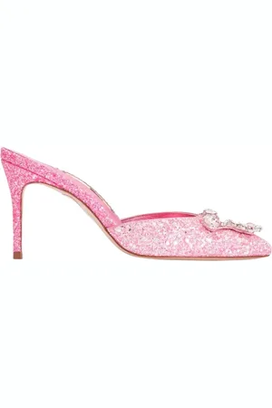 SOPHIA WEBSTER Schoenen, Dames, Roze, 38 EU, Leer, Roze Kristallen Muiltjes Margaux Stijl