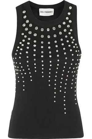 Des Phemmes Tops, Dames, Zwart, S, Koele Verf Tank Top