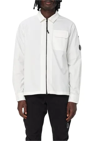 C.P. Company Jassen, Heren, Wit, M, Katoen, Witte Katoenen Regular Fit Jas