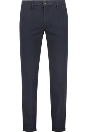 RE-HASH Broeken, Heren, Blauw, W31, Katoen, Heren Chino met Omgeslagen Zoom