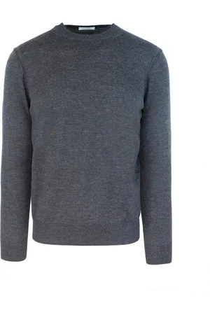 Paolo Pecora Sweatshirts & Hoodies, Heren, Grijs, L, Wol, Regular Fit Crew Neck Sweater