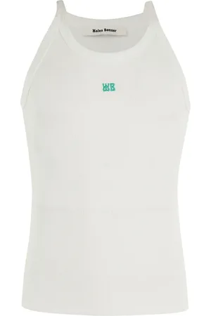 WALES BONNER Tops, Heren, Wit, M, Katoen, Stijlvolle Tanktop voor Groovy Look