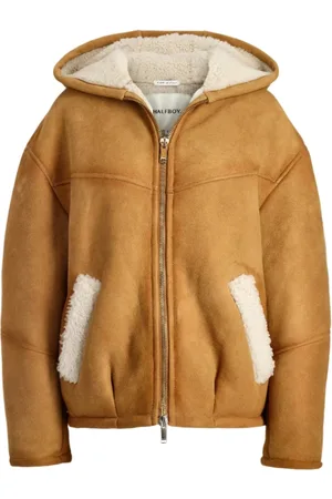 Halfboy Sweatshirts & Hoodies, Dames, Bruin, S, Shearling Hoodie in Honingkleur