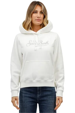 MC2 SAINT BARTH Sweatshirts & Hoodies, Dames, Wit, M, Hoodie met strass logo
