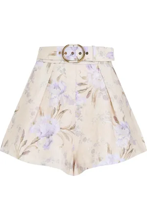 ZIMMERMANN Korte broeken, Dames, Wit, L, Linnen, Natuurlijke Iris Tuck Short
