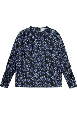 Munthe Blouses & Shirts, Dames, Blauw, M, Elegante Zwarte Top met Lange Mouwen