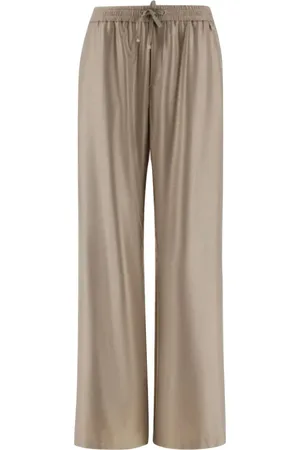 HERNO Broeken, Dames, , M, Polyester, Metallic Flanellen Broek met Elastische Taille