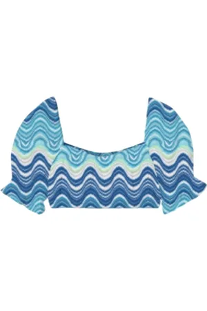 MC2 SAINT BARTH Blouses & Shirts, Dames, Blauw, M, Top met golfprint in diverse kleuren