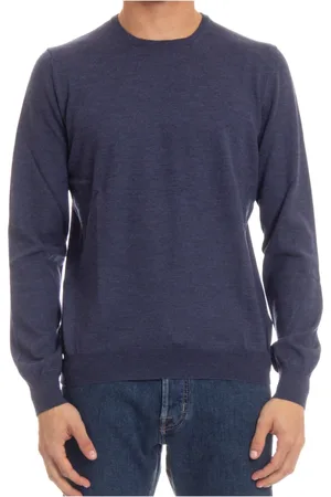 BARBA Truien, Heren, Blauw, M, Wol, Fijne Merinowol Ronde hals Sweater