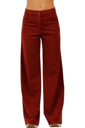 Aspesi Broeken, Dames, Rood, S, Hoge taille corduroy stretch broek
