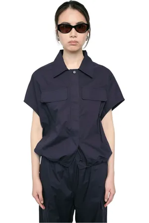 MEIMEIJ Blouses & Shirts, Dames, Blauw, S, Wijde Blouse met Koordzoom