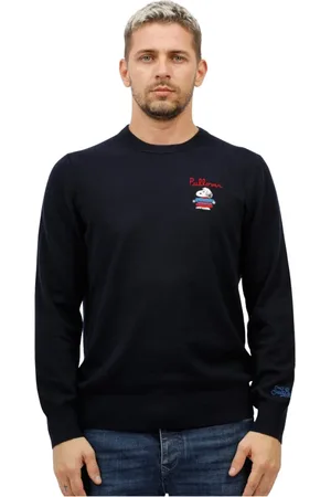 MC2 SAINT BARTH Truien, Heren, Blauw, L, Snoopy Geborduurd Shirt