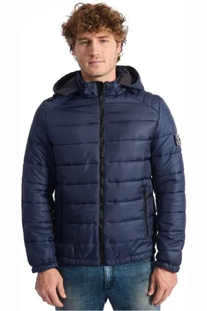 BALDININI Jassen, Heren, Blauw, L, Polyester, Blauwe Gewatteerde Ritsjas met Zakken