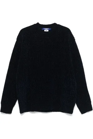 JUNYA WATANABE Truien, Heren, Blauw, S, Blauwe Ribgebreide Crew Neck Sweater