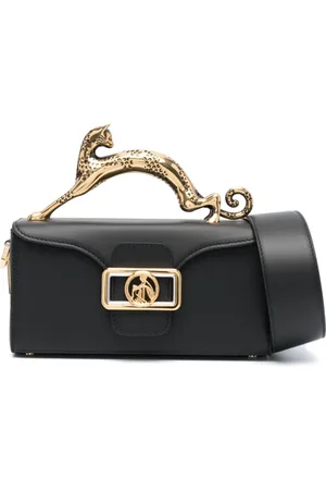 Lanvin Tassen, Dames, Zwart, ONE Size, Leer, Katten Mini Tas met vergulde afwerkingen