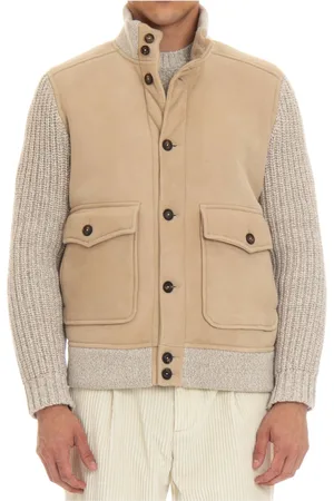 ELEVENTY Jassen, Heren, , 2Xl, Gebreide Kraag Jas met Knopen