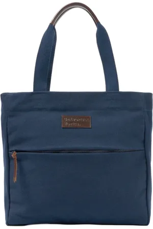 Universal Works Tassen, Dames, Blauw, ONE Size, Katoen, Marineblauwe Canvas Schoudertas met Zakken