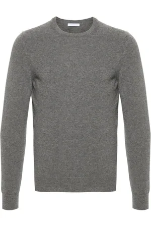 Malo Truien, Heren, Grijs, M, Kasjmier, Kasjmier Gebreide Ronde Hals Sweater