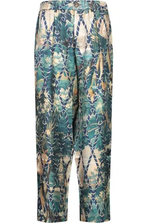 PIERRE-LOUIS MASCIA Broeken, Dames, Blauw, M, Bloemenzijden broek voor speciale gelegenheden