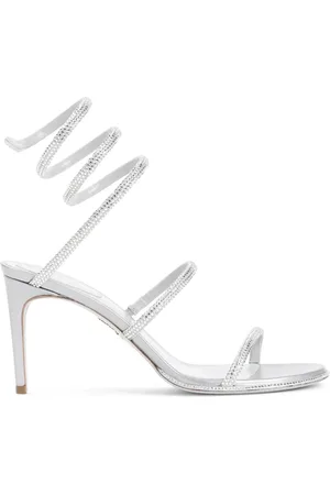 RENE CAOVILLA Schoenen, Dames, Grijs, 38 EU, Satijn, Grijze Satijnen Strass Pumps
