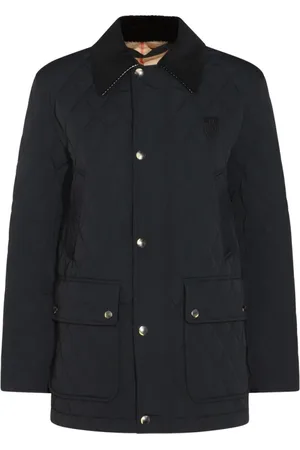 Burberry Jassen, Heren, Zwart, S, Nylon, Blauwe donsjas met knoopsluiting