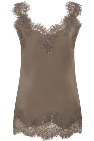 Gold Hawk Tops, Dames, Bruin, M, Taupe Kant Tank Top