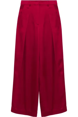 Simkhai Broeken, Dames, Rood, M, Polyester, Kersen Wijde Plooiende Broek
