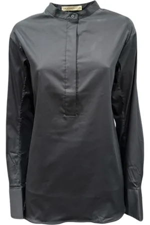 Lis Lareida Blouses & Shirts, Dames, Blauw, S, Katoen, Nura Blouse Ronde Hals Klassieke Lengte