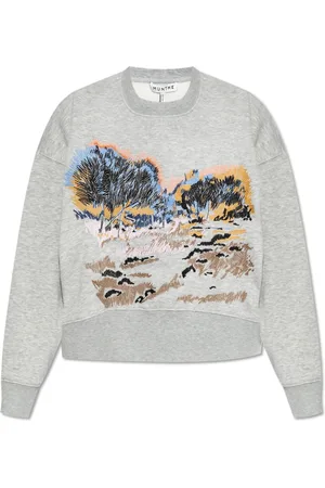 Munthe Sweatshirts & Hoodies, Dames, Grijs, M, Katoen, Sweatshirt met geborduurd patroon