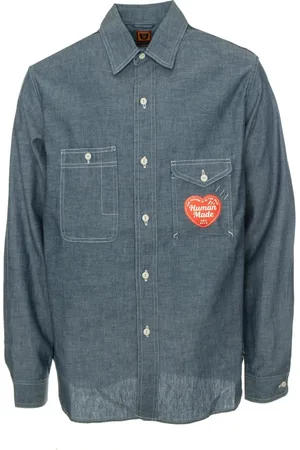 HUMAN MADE Overhemden, Heren, Blauw, L, Denim, Chambray werkoverhemd