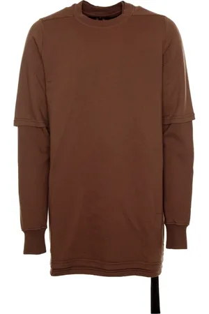 Rick Owens Tops, Heren, Bruin, M, Katoen, Oversized sweatshirt met aangehecht T-shirt