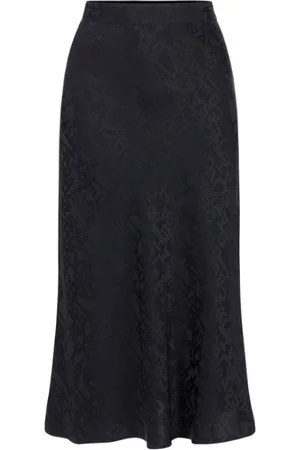 Elisabetta Franchi Rokken, Dames, Zwart, M, Uitlopende Midi Rok met Jacquard Letters