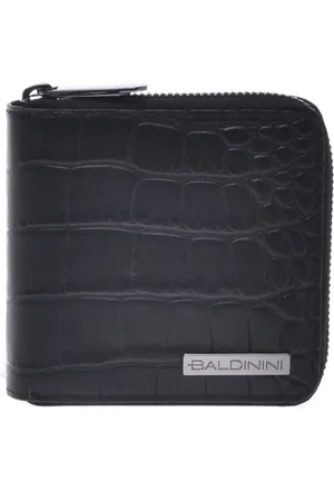BALDININI Accessoires, Heren, Zwart, ONE Size, Leer, Wallet with zip in leather with crocodile print