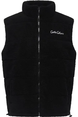 Carlo Colucci Jassen, Heren, Zwart, L, Teddy Vest Stijlvol Comfortabel Laagjesstuk