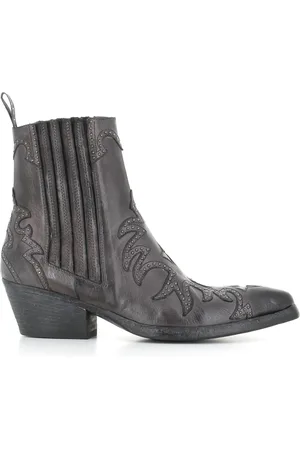 SARTORE Schoenen, Dames, Grijs, 37 EU, Leer, Vintage Antraciet Leren Laarzen