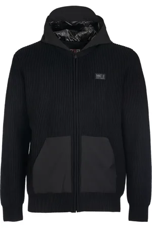 MC2 SAINT BARTH Truien, Heren, Zwart, M, Zwarte Rits Cardigan Sweaters
