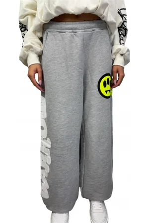 BARROW Broeken, Dames, Grijs, M, Katoen, Hoge taille grijze katoenen broek