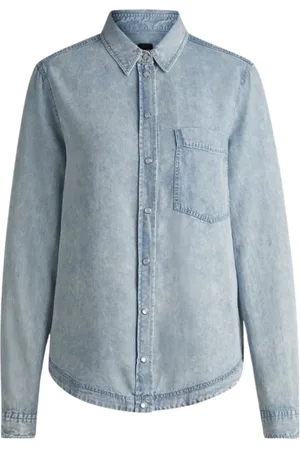 HUGO BOSS Blouses & Shirts, Dames, Blauw, XS, Katoen, Casual Overhemd
