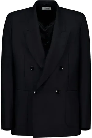 LANEUS Jassen, Heren, Zwart, S, Wol, Dubbelbreasted wollen blazer in zwart