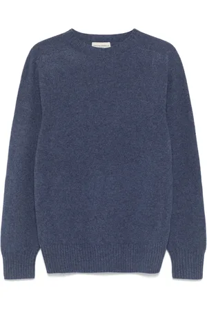 OFFICINE GENERALE Truien, Heren, Blauw, M, Wol, Wollen Crew-neck Gebreide kleding
