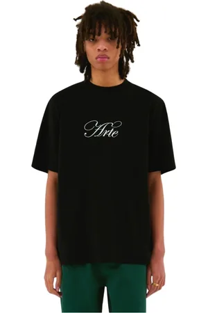 Arte Antwerp Tops, Heren, Zwart, M, Katoen, Script Logo Zwart T-shirt