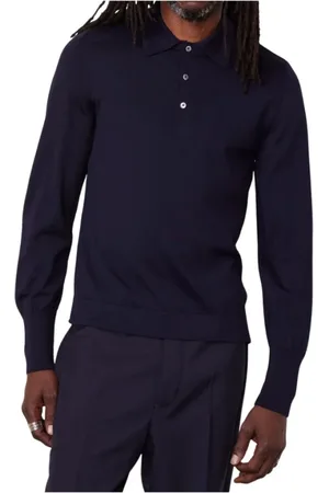 OFFICINE GENERALE Tops, Heren, Blauw, S, Lange mouw polo shirt