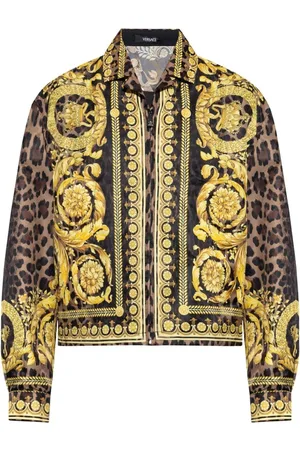 VERSACE Jassen, Heren, Geel, L, Luipaardprint Ritsjas